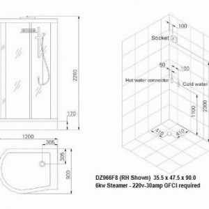 DZ966F8 Steam Shower 47.25″x35.4″x89″